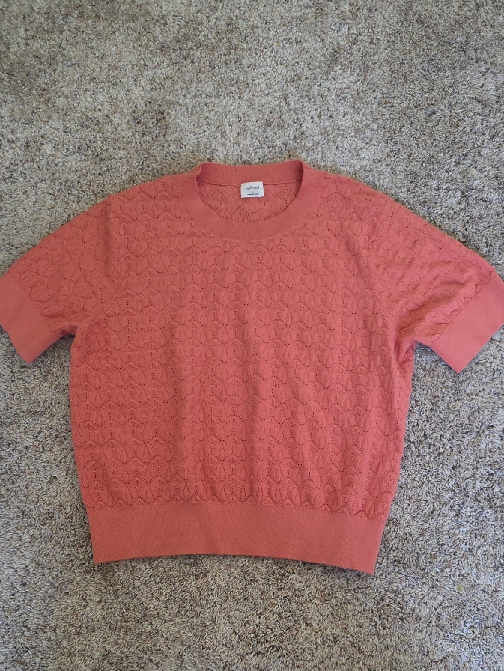 Wilfred Coral Lace-Textured Crewneck Sweater